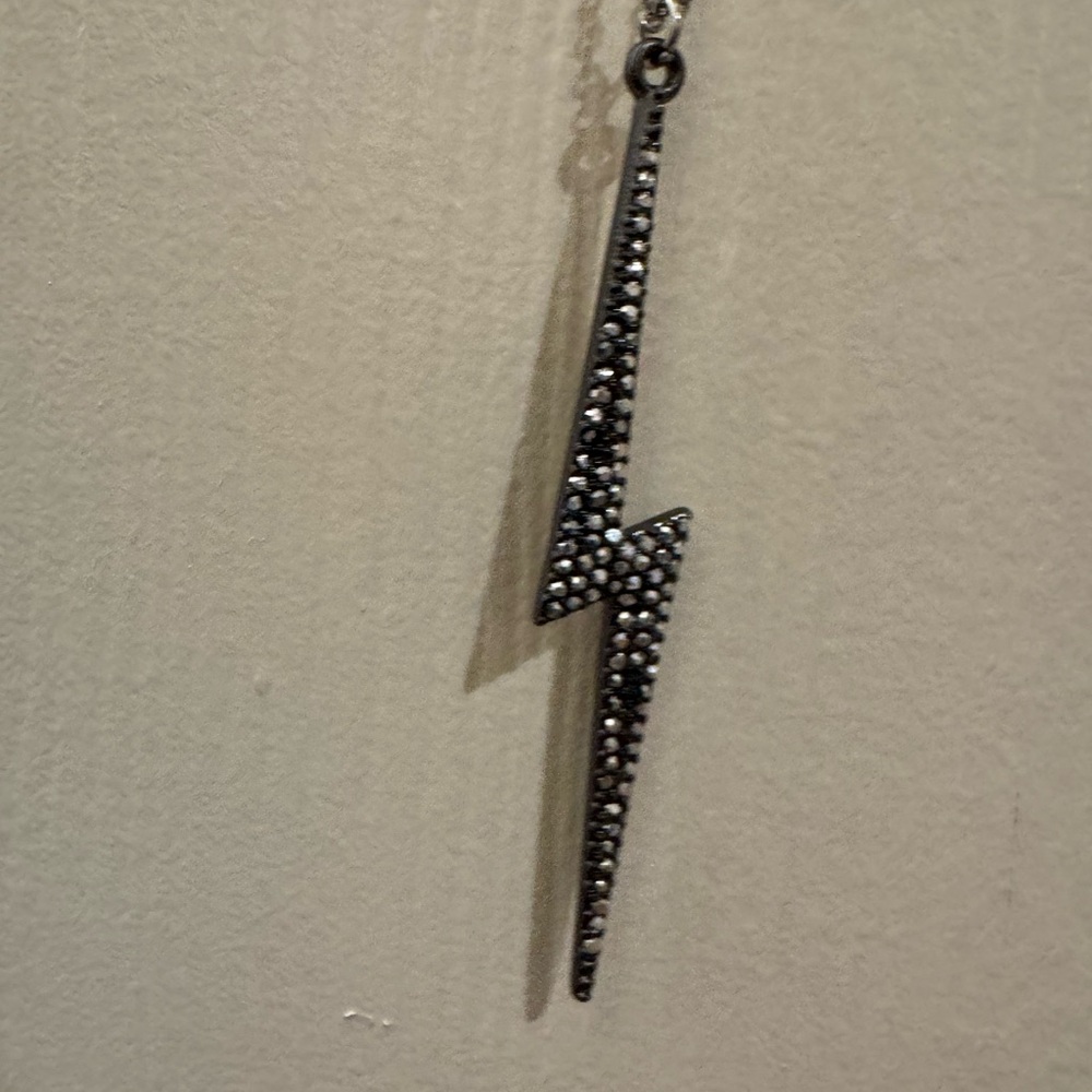 Lightning Bolt Pendant Necklace - Silver Tone NWT